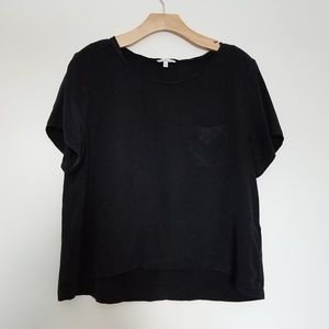 Joie 100% Silk Black Short Sleeve Blouse L